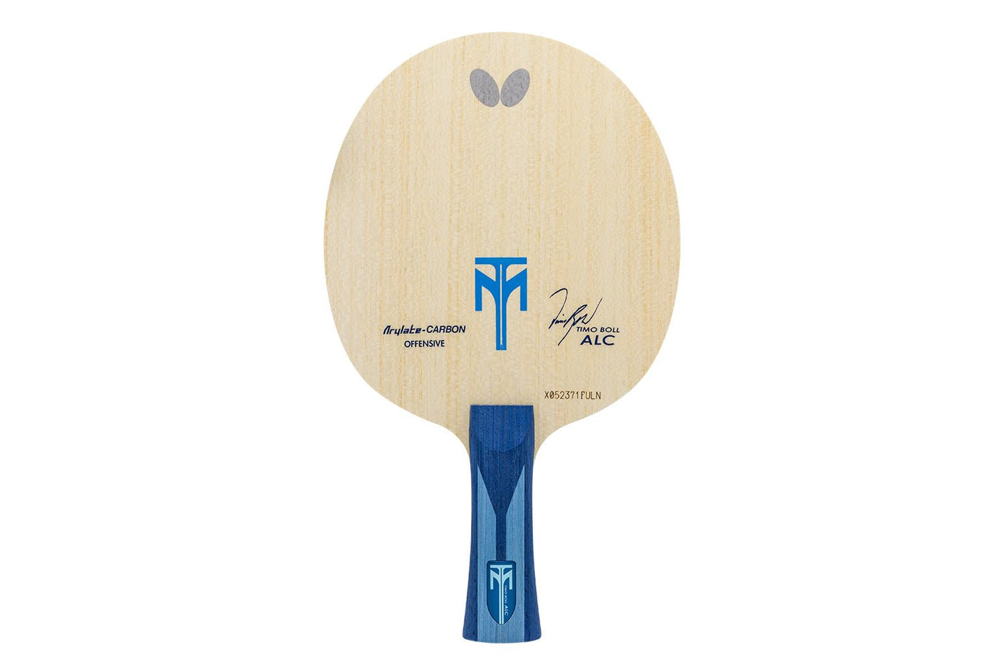 BUTTERFLY Timo Boll ALC Tischtennisschläger mit konkavem Griff, vor weißem Hintergrund