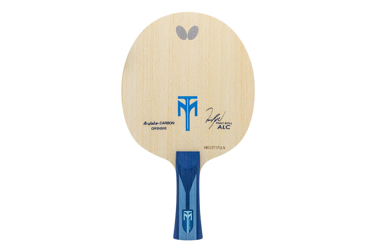 BUTTERFLY Timo Boll ALC Tischtennisschläger mit konkavem Griff, vor weißem Hintergrund